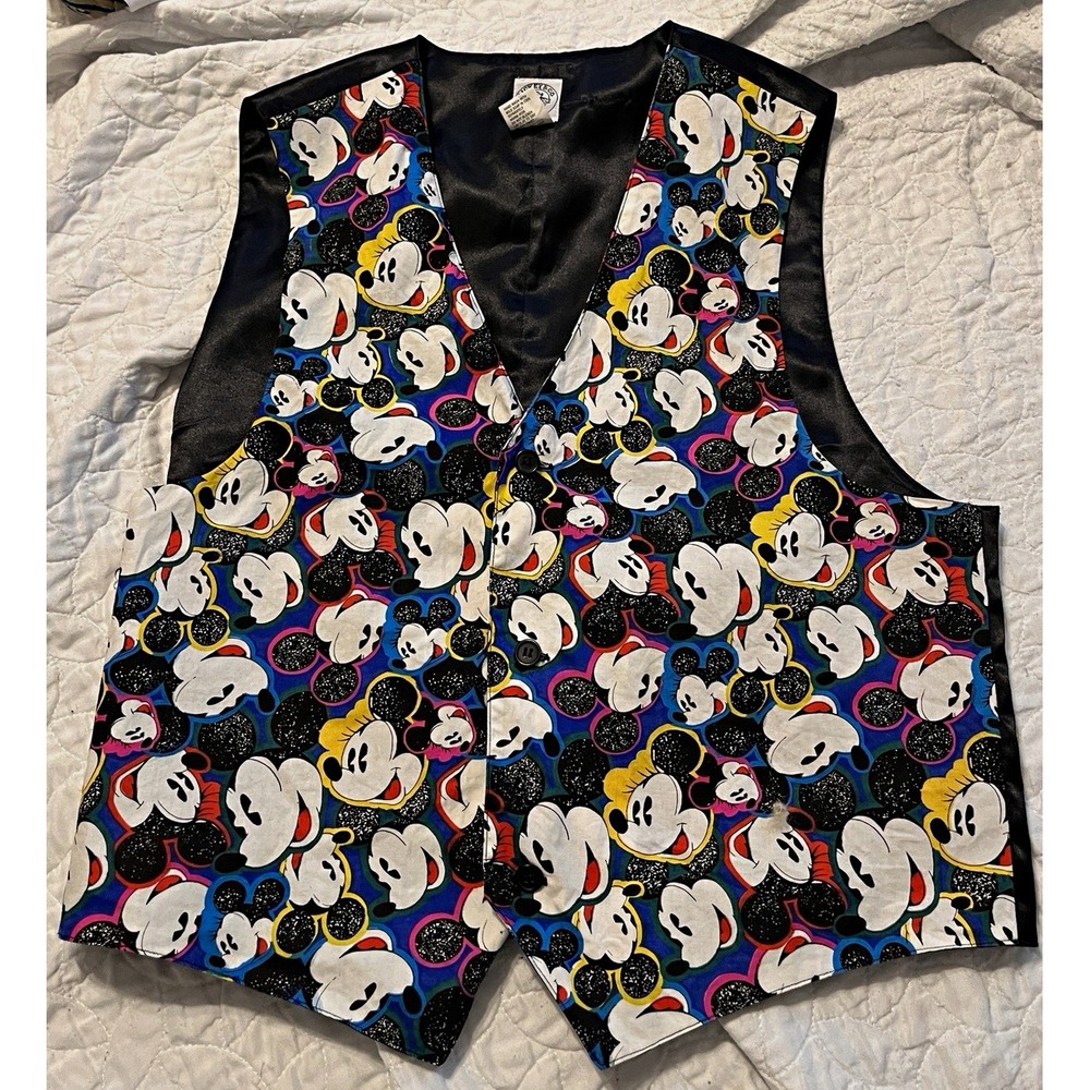 Vintage 90s Mickey & Co Disney Mickey Minnie All Over Print Vest AOP L